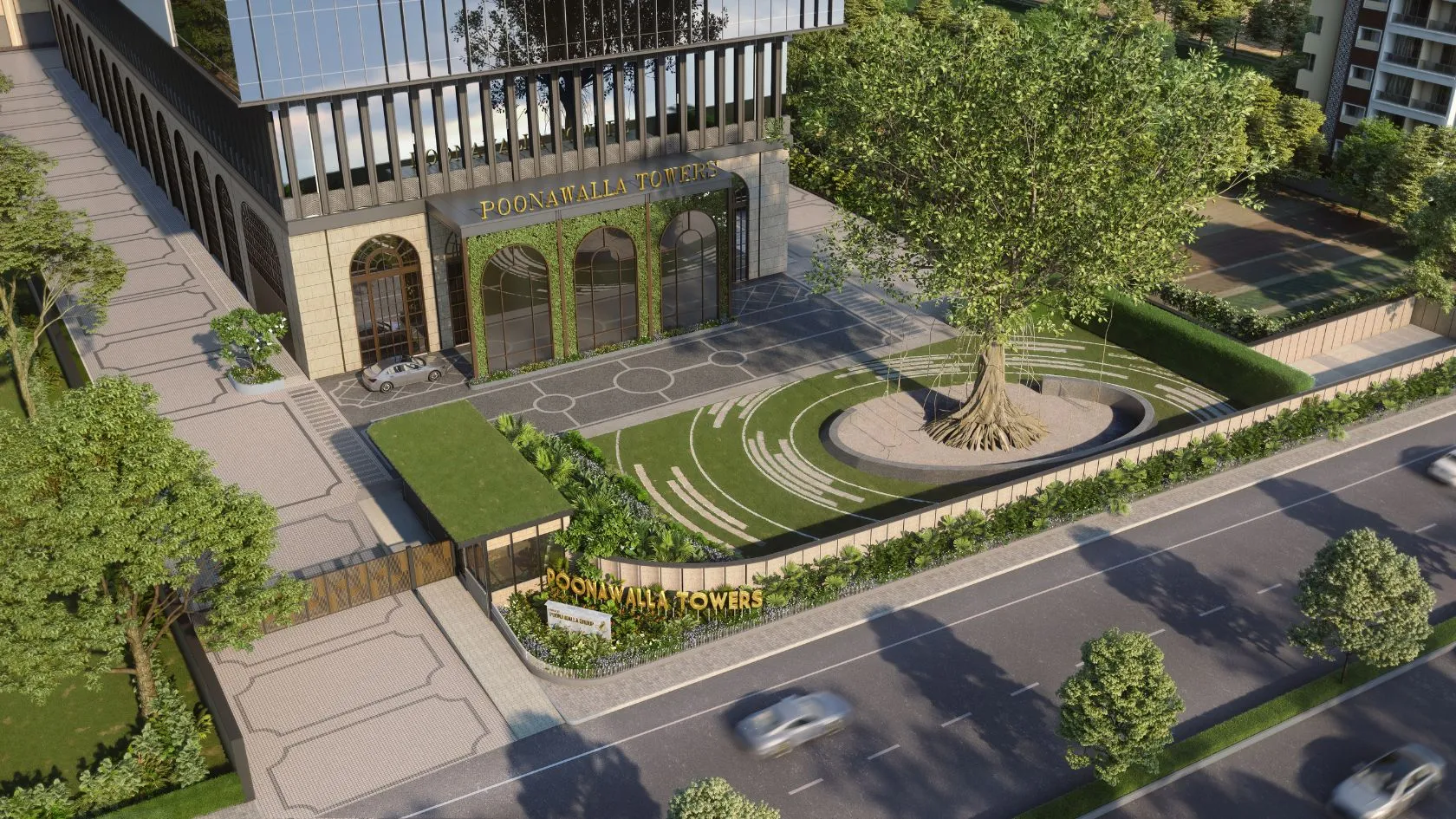 Entrance gateway at Poonawalla Towers